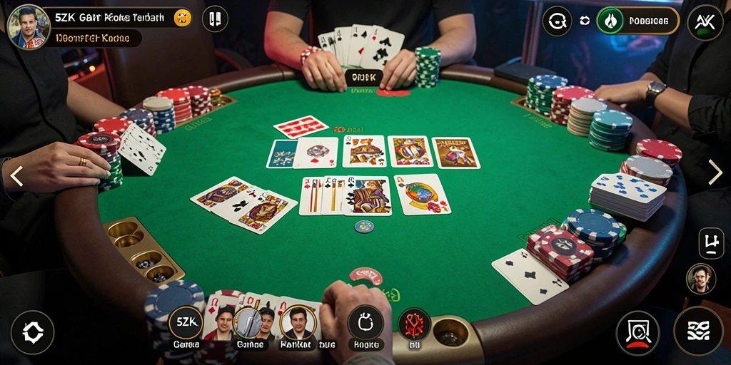 Screenshot gameplay poker 5ZK yang menegangkan dan mengasyikkan.