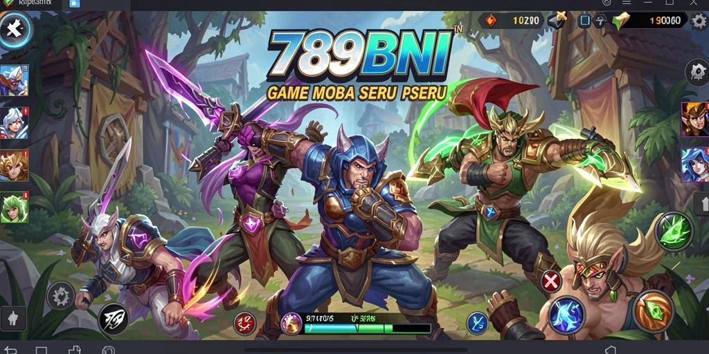 Screenshot gameplay 789BNI yang mendebarkan dengan karakter bertarung di arena.