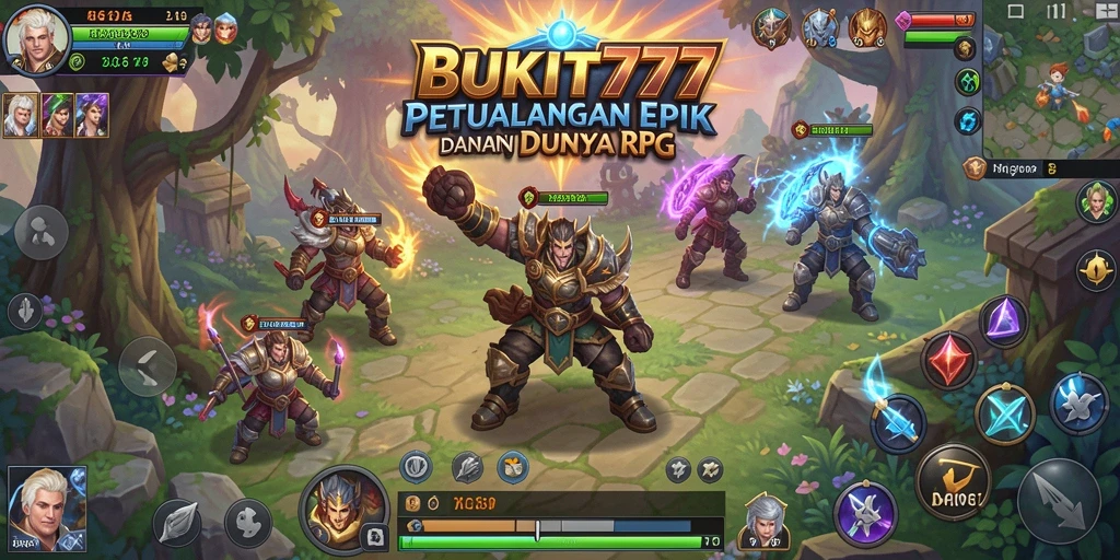 Screenshot menampilkan karakter beraksi di dunia RPG yang kaya.