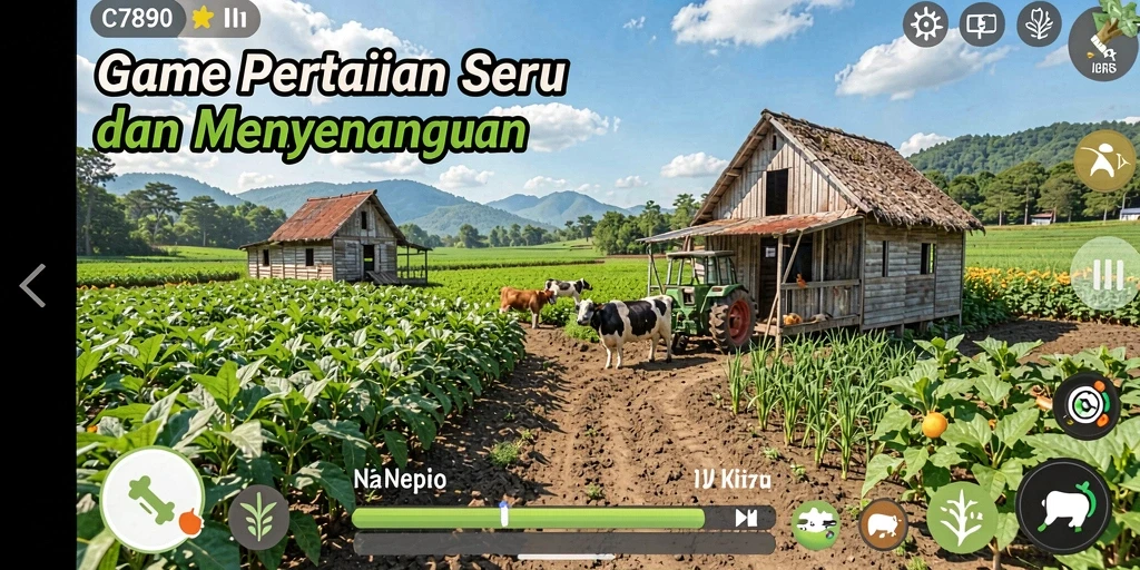 Tampilan gameplay menarik dari C7890 dalam aktivitas pertanian.