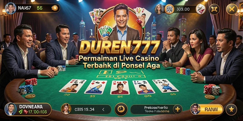 Gameplay DUREN777 menampilkan dealer langsung dan interaksi yang seru.