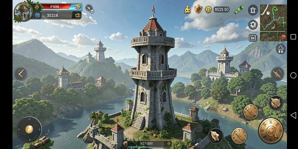 Tampilan gameplay FB168 dengan aksi pertahanan menara yang seru.