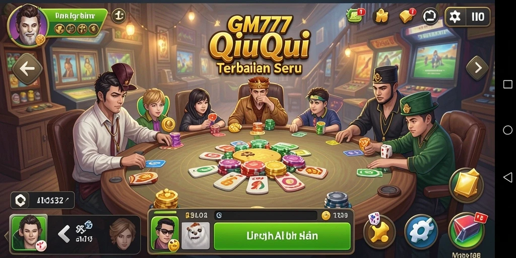Screenshot game GM777 menunjukkan momen seru permainan QiuQiu.