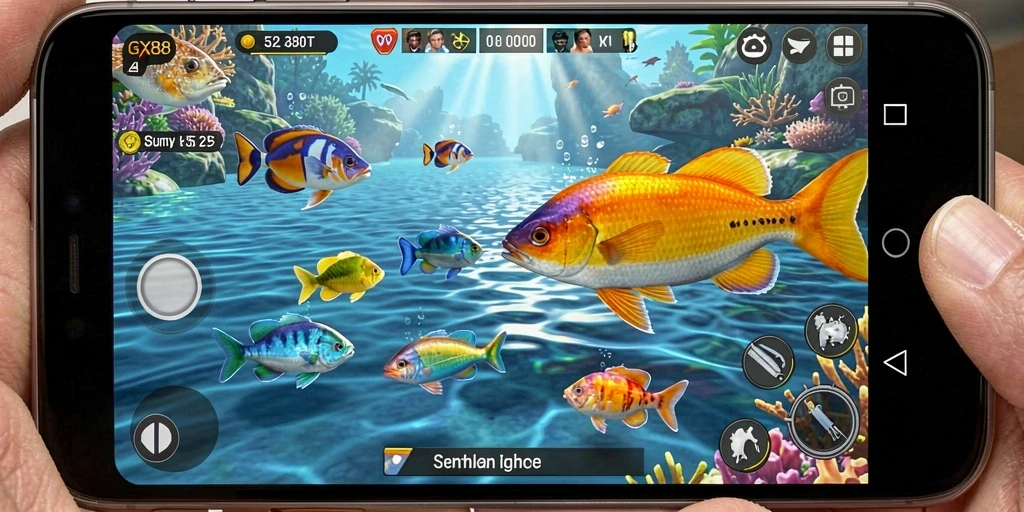 Tampilan gameplay GX88 dengan aksi menembak ikan.