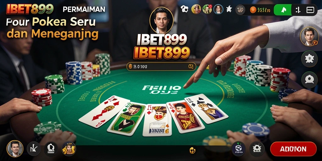Screenshot utama IBET899 menampilkan pemain poker yang berlaga dengan intens.