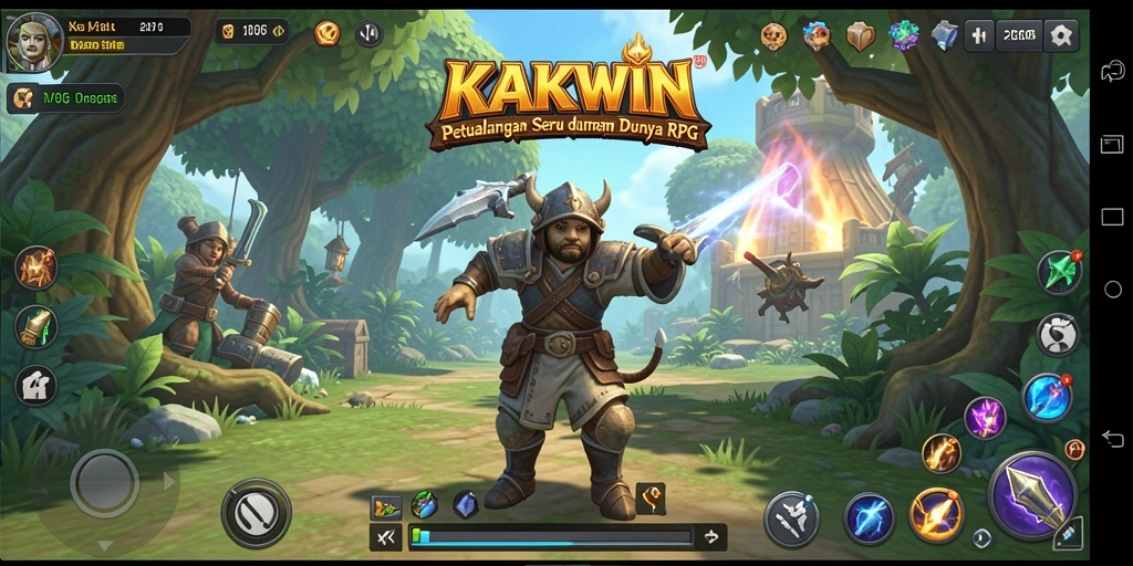 Tampilan menakjubkan dari gameplay RPG KAKWIN yang penuh aksi.