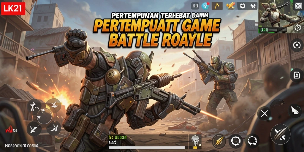 Screenshot LK21 menampilkan aksi seru dalam pertempuran Battle Royale.
