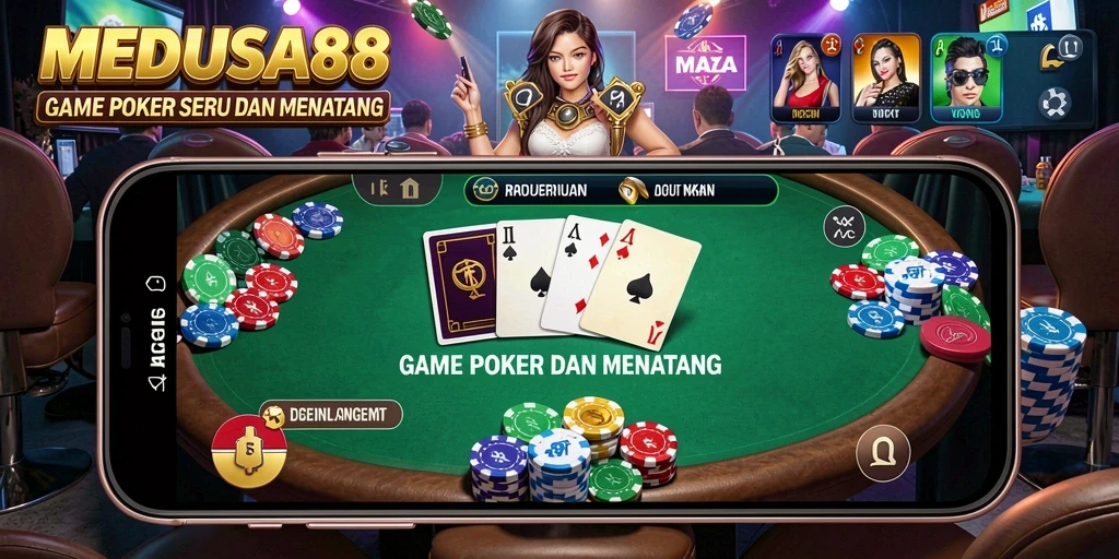 Tampilan gameplay Poker MEDUSA88 yang mendebarkan.