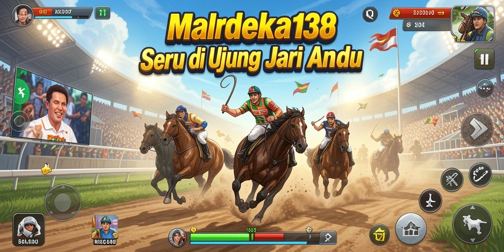 Screenshot gameplay MERDEKA138 menampilkan aksi balapan yang mendebarkan.