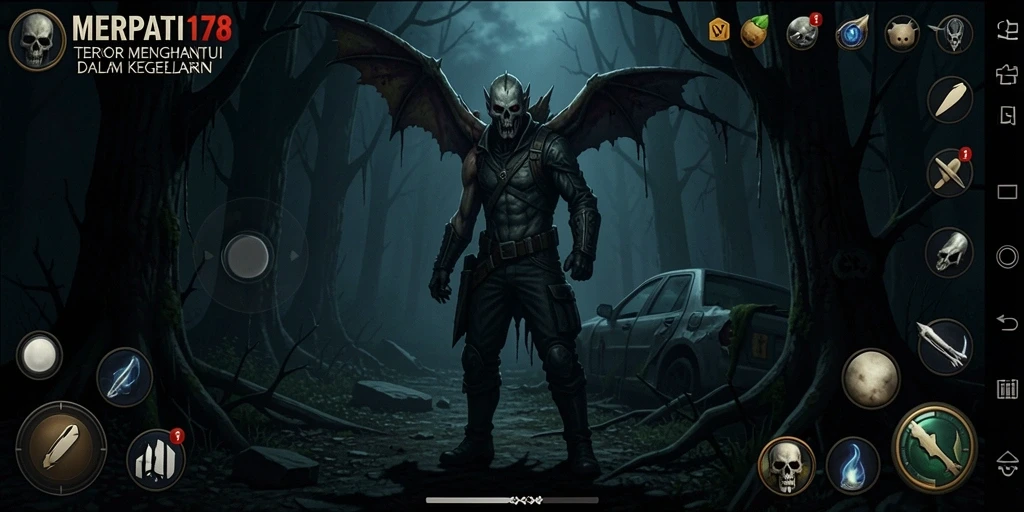 Screenshot gameplay MERPATI178 menampilkan suasana horor yang mencekam.