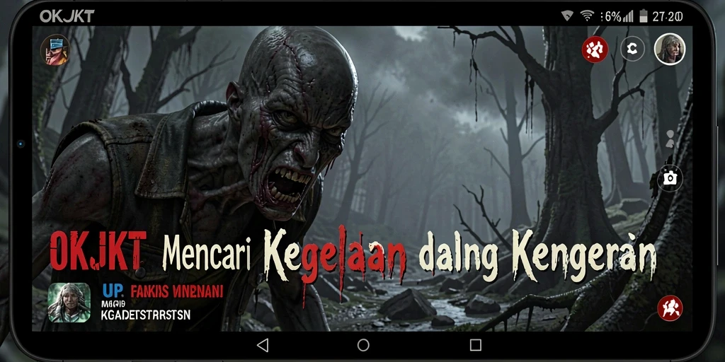 Screenshot menampilkan momen menakutkan dalam gameplay OKJKT.