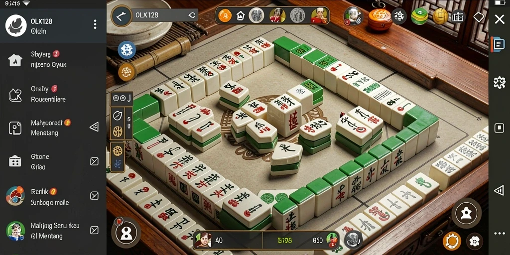 Screenshot utama OLX128 menampilkan gameplay Mahjong yang seru.