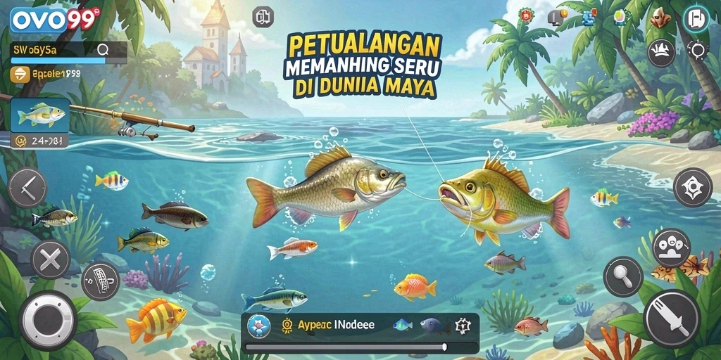 Tampilan fitur gameplay OVO99 yang seru dalam memancing.