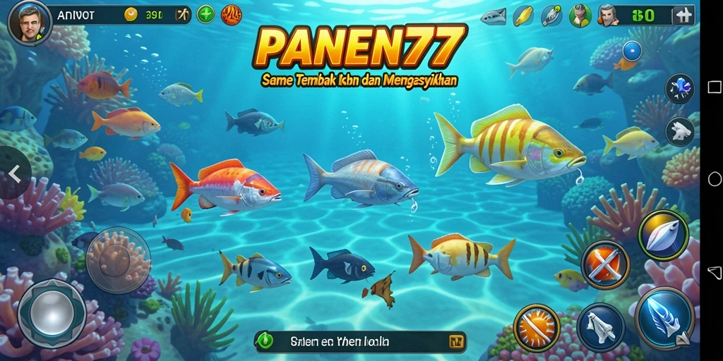 Gameplay seru menangkap ikan di bawah laut.