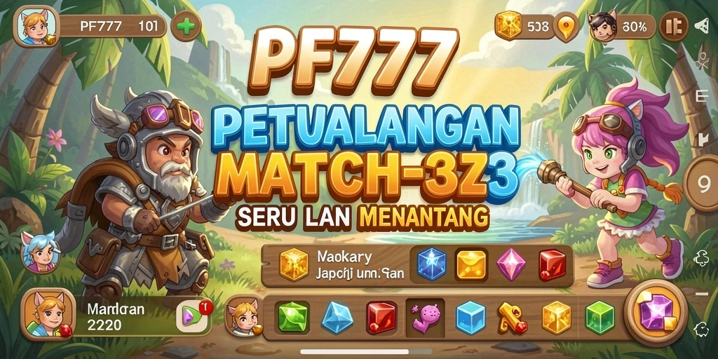 Screenshot gameplay PF777 menampilkan aksi seru permainan Match-3.