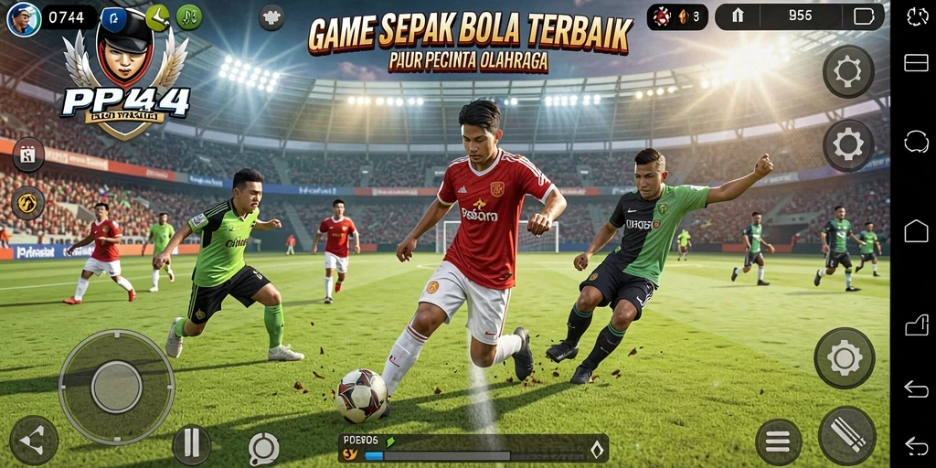 Tampilan gameplay PP444 yang menegangkan dengan aksi sepak bola realistis.