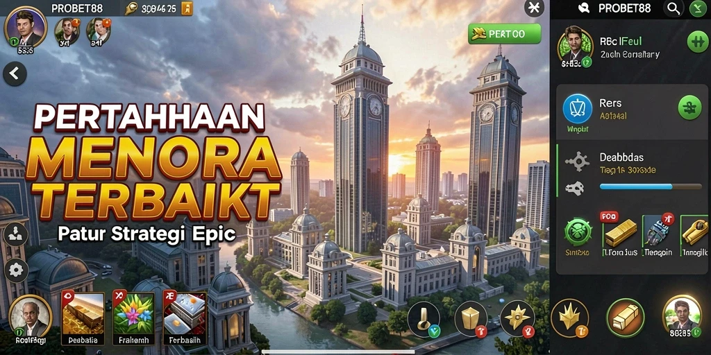 Tangkapan layar PROBET88 menampilkan pertempuran menara yang intens dan strategis.