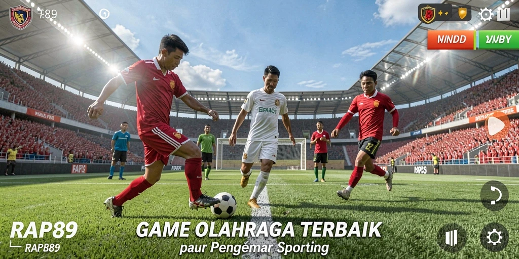 Tampilan gameplay seru dalam RAP89, menampilkan aksi olahraga yang mendebarkan.
