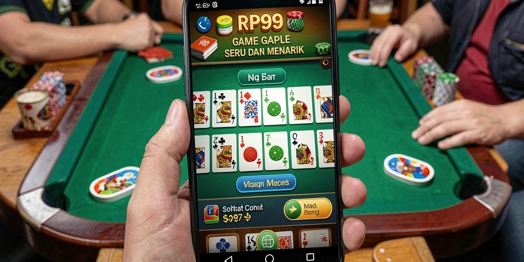 Screenshot gameplay RP99 yang menampilkan momen seru permainan Gaple.
