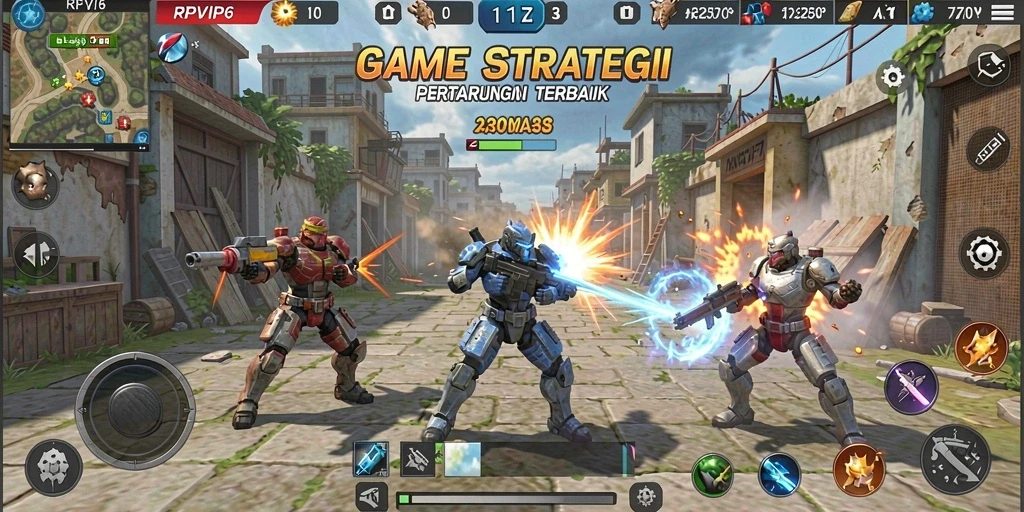 Screenshot utama gameplay RPVIP6 yang menampilkan aksi seru dalam strategi SLG.