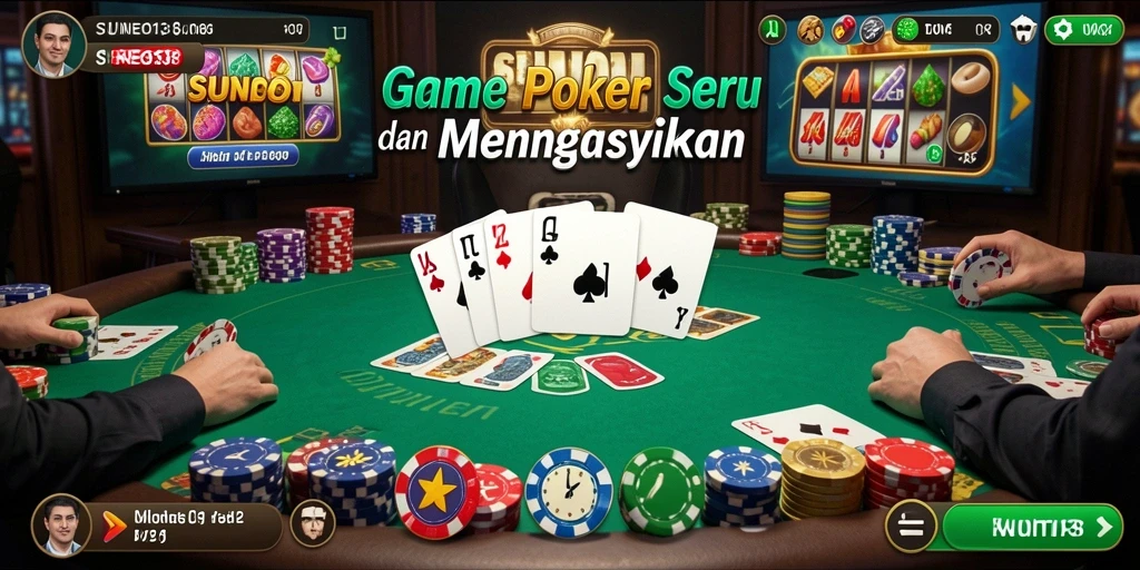 Tampilan gameplay poker yang menegangkan di SUNEO138.