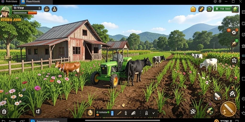 Tampilan gameplay TT789 yang menampilkan proses bertani dan berkebun yang seru.